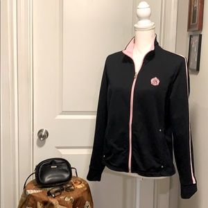 Ralph Lauren Track Jacket Black w/ pink stripe XL